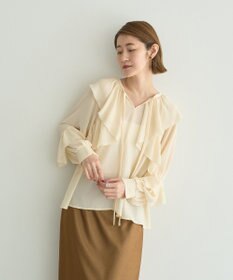 YECCA VECCA シアーラッフルブラウス