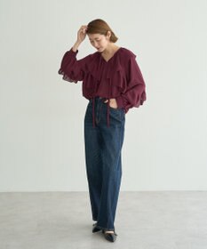 YECCA VECCA シアーラッフルブラウス