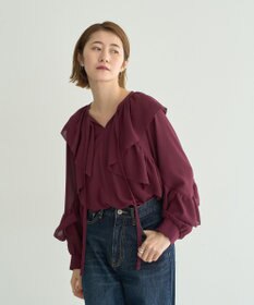 YECCA VECCA シアーラッフルブラウス