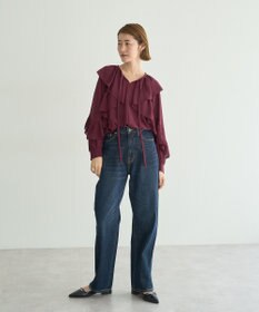 YECCA VECCA シアーラッフルブラウス