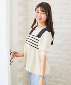 Feroux 肩リボン ペプラムニット