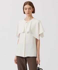 ICB L 【UVカット・接触冷感・防シワ・洗える】エステルダブルクロス ハンカチーフスリーブブラウス