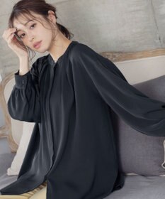 Tiaclasse 【洗える】とろみシャツチュニックブラウス