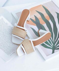 Tiaclasse 【小倉優子さん着用】ラタン風配色ストラップサンダル