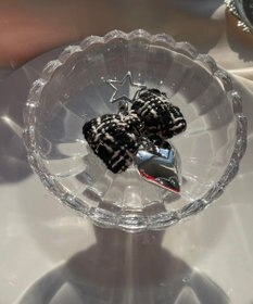 WEGO ツイードリボンハートキーホルダー