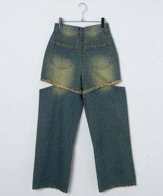 WEGO ヴィンテージウォッシュサイドカットデニムパンツ
