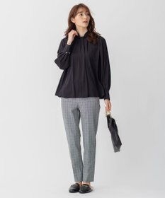 自由区 【裏起毛/撥水加工】TRギャバ グレンチェック テーパードパンツ