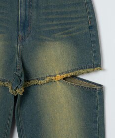 WEGO ヴィンテージウォッシュサイドカットデニムパンツ