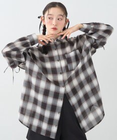 earth music&ecology 【2WAY】２ｗａｙショルダードロストリボンチェックシャツ