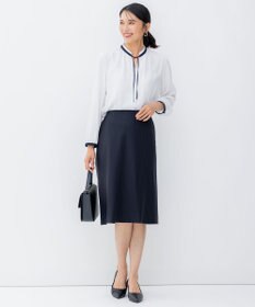 23区 L 【洗える】バックサテンアムンゼン リボン付き スキッパー ブラウス