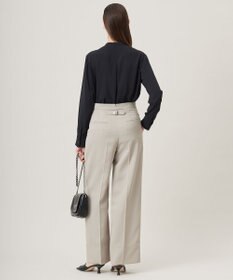 ICB L 【UVケア・速乾・洗える】BackSatinAmunzen バンドカラーブラウス