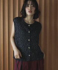 Green Parks ツィード風金釦ニットベスト