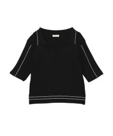 earth music&ecology 【予約】ラインカラーポロニット