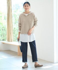 ANY 【洗濯機可】スキッパーソフトタッチアラン柄ニット