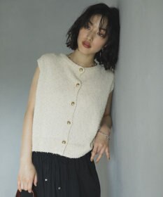 Green Parks ツィード風金釦ニットベスト