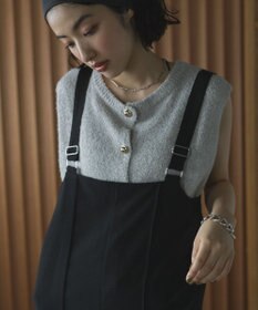 Green Parks ツィード風金釦ニットベスト