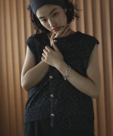 Green Parks ツィード風金釦ニットベスト