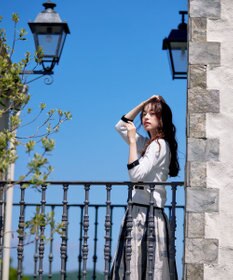 Tiaclasse 【洗える】配色使い総針袖リボンカーデ