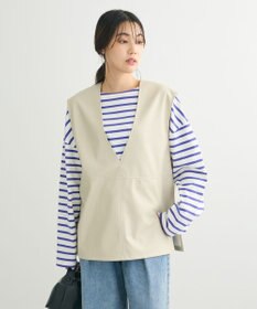 Green Parks フェイクレザーＶネックベスト