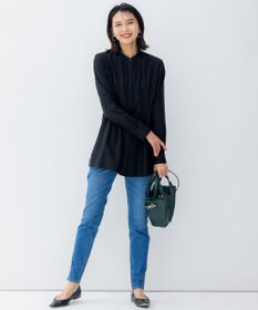 23区 L 【洗える】キュアセルツイル ウエストタック ブラウス