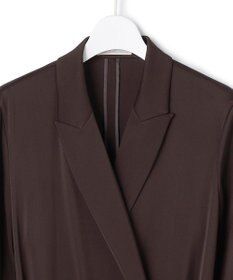 ICB L 【洗える】ストレッチダブルサテン テーラーカラー ラップワンピース