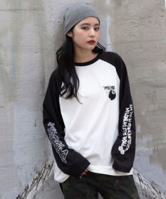 WEGO 【ユニセックス着用ITEM/MLサイズ展開】スリーブロゴグラフィックラグランT（LS）