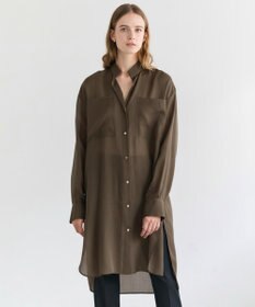 BEIGE， PAULINE / リネンヴィスコースオーバーサイズロングシャツ Khaki