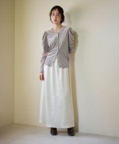 #Newans 【洗濯機可／ 前後着用可】 ギャザースリーブシアーベロアカーディガン