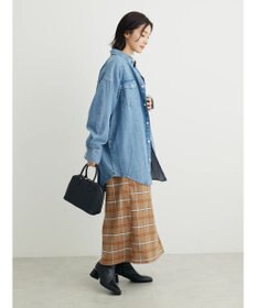 Green Parks ベルトデザインチェックＩラインスカート