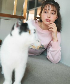 Feroux 【猫カフェMOCHAコラボ】猫ちゃんプリント トレーナー