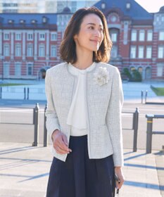 J.PRESS LADIES ファンシーツイード ノーカラー ジャケット