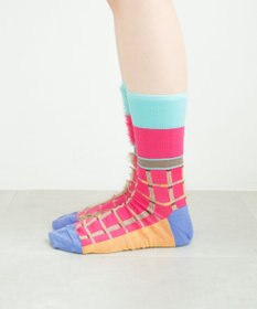 COQ 【MEN】BLOCK FLAG チェック リバーシブルファーソックス