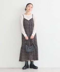 earth music&ecology 切替パイピングフラワーキャミワンピース