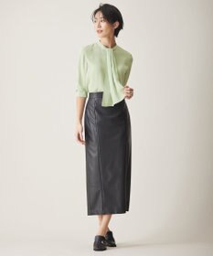 ICB フェイクレザー ナロースカート（サスペンダー付き）