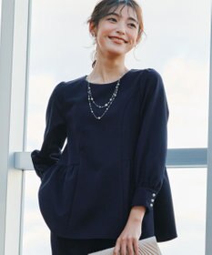 Tiaclasse 【ダブルクロス】パフスリーブペプラムチュニックブラウス