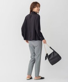 自由区 【裏起毛/撥水加工】TRギャバ グレンチェック テーパードパンツ