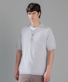 JOSEPH HOMME リネンナイロンプレーン　半袖ヘンリーネックニット