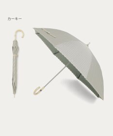 MOONBAT 【1級遮光/遮熱/UV】POLO RALPH LAUREN（ポロ ラルフローレン）晴雨兼用日傘  ストライプ スカラ刺繍 長傘