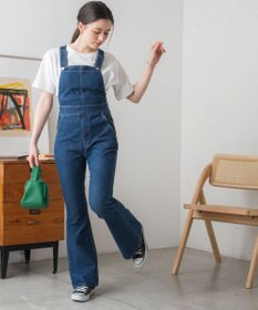 WEGO ハイウエストストレッチフレアデニムサロペット