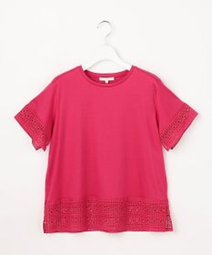 自由区 ナチュラルコットンハイゲージレースドッキング Tシャツ