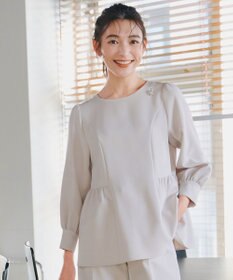 Tiaclasse 【ダブルクロス】パフスリーブペプラムチュニックブラウス