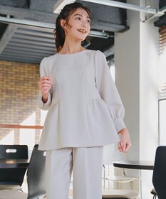 Tiaclasse 【ダブルクロス】パフスリーブペプラムチュニックブラウス