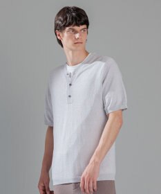 JOSEPH HOMME リネンナイロンプレーン　半袖ヘンリーネックニット