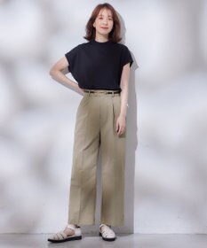 ANY L モックネックフレンチスリーブプルオーバー