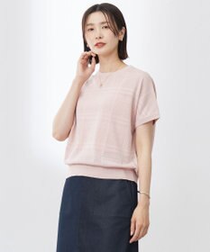 J.PRESS LADIES L 【洗える】メッシュ パターン ニット ピンク系