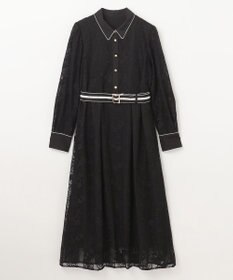 GRACE CONTINENTAL ストライプフラワー刺繍ワンピース