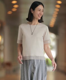 J.PRESS LADIES S 【一枚で着映え】コットンスムース レース カットソー