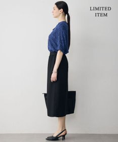 ICB 【新色追加・WEB限定】BackSatinAmunzen 5分袖キーネックブラウス