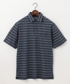 JOSEPH ABBOUD MOUNTAIN 【SPACE／UNISEX】クイックドライ リネンハニカムボーダーポロシャツ