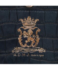 A.D.M.J. 【牛革】クロコ型押しキューブトート21cm(ショルダーストラップ付)